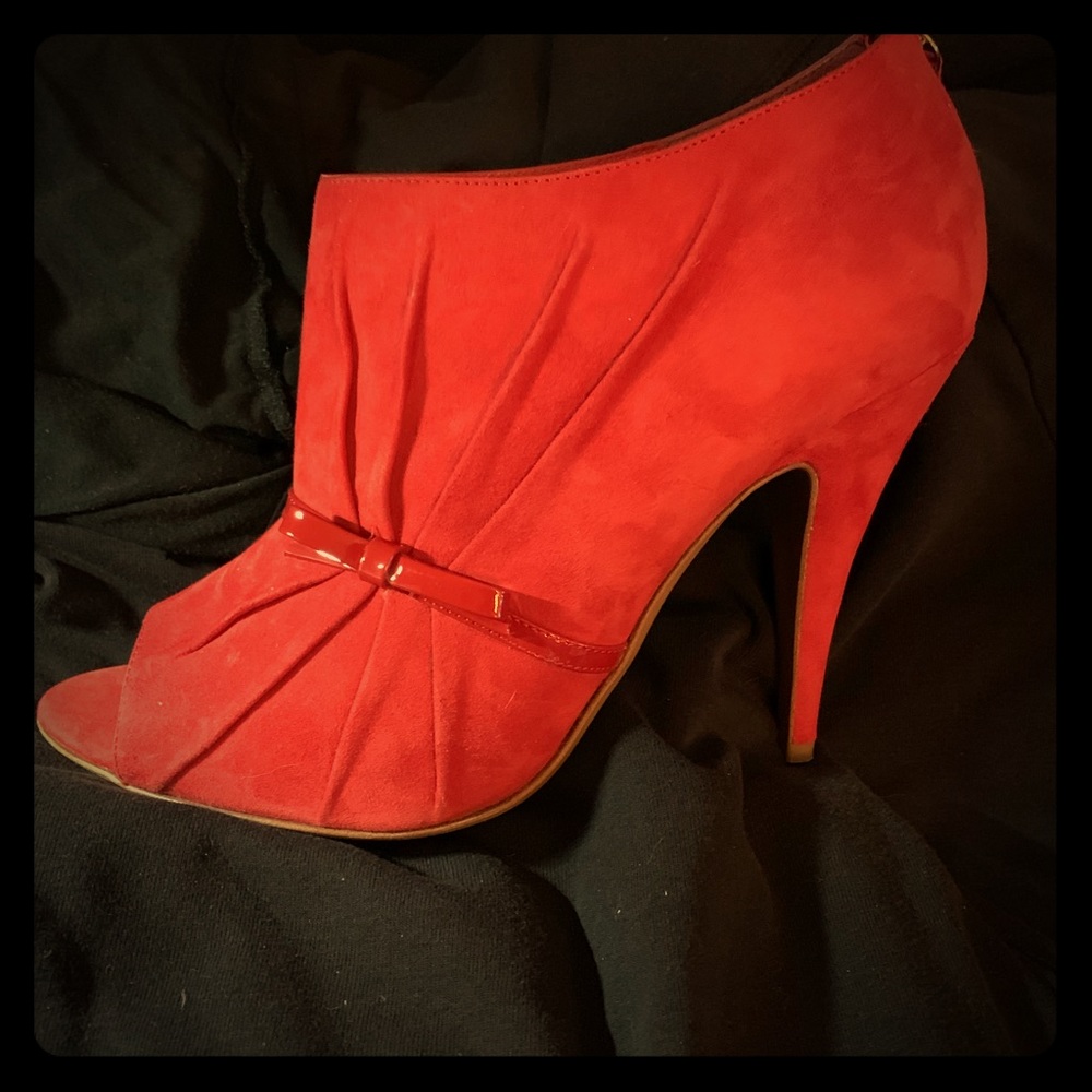 Moschino Cheap & Chic Red Suede Ankle Booties 40